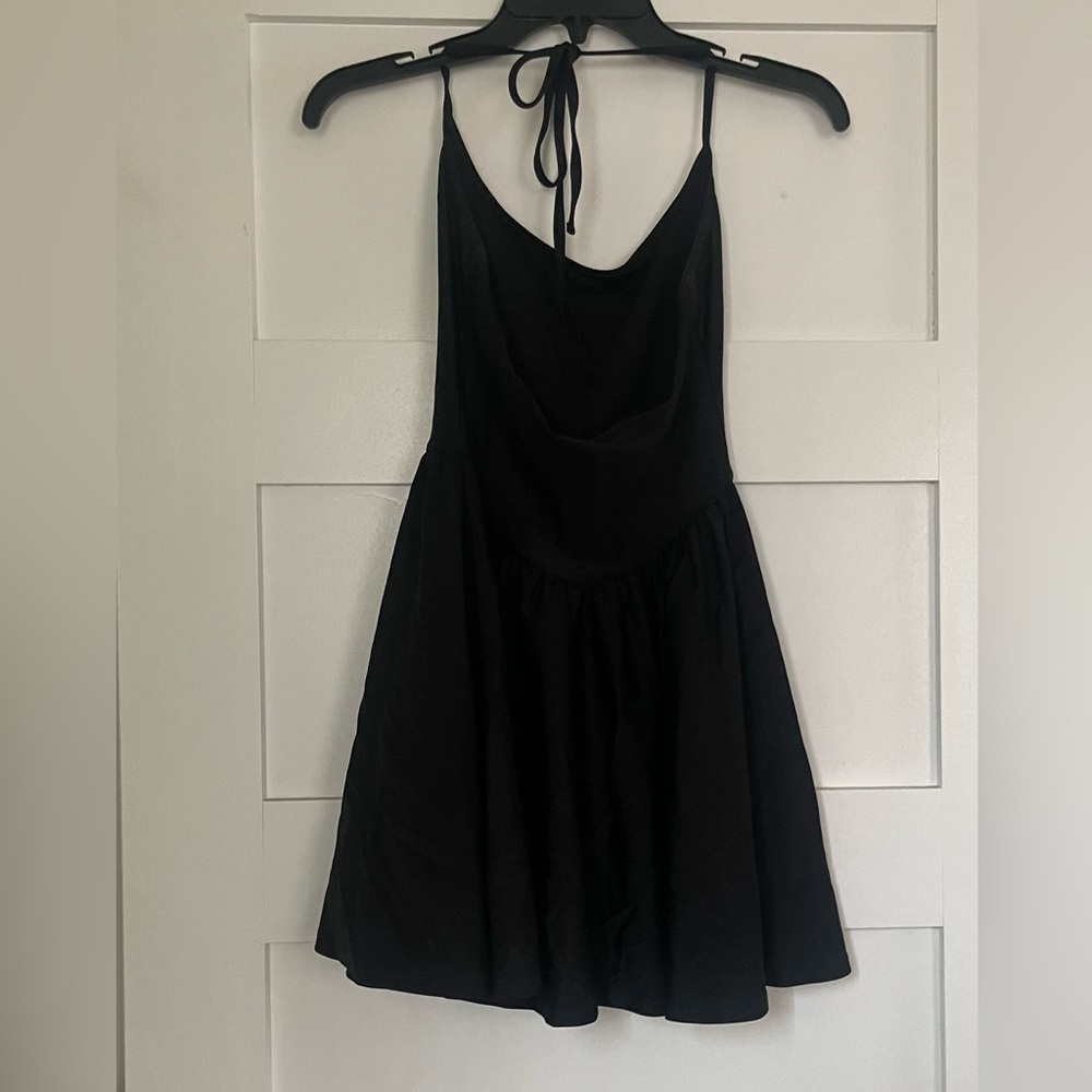 American Apparel Black Halter Cowl Mini Dress